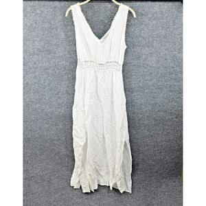 Terzo Millennio Womens Medium Maxi Dress 100% Linen Made Italy Beach Boho Resort